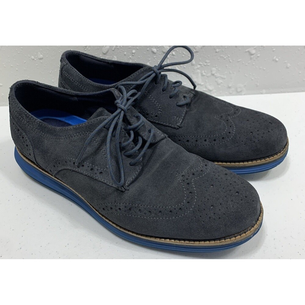 Cole Haan Original Grand Wingtip Oxfords Mens 7.5 Blue Suede